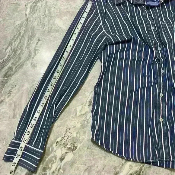 American Eagle Shirt Mens Size Large Vintage Fit Blue Striped Long Sleeve - Picture 6 of 9